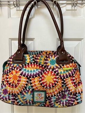 Lily Bloom Multicolor Geometric Tote. Lightweight Eco-Friendly Stylish Bright